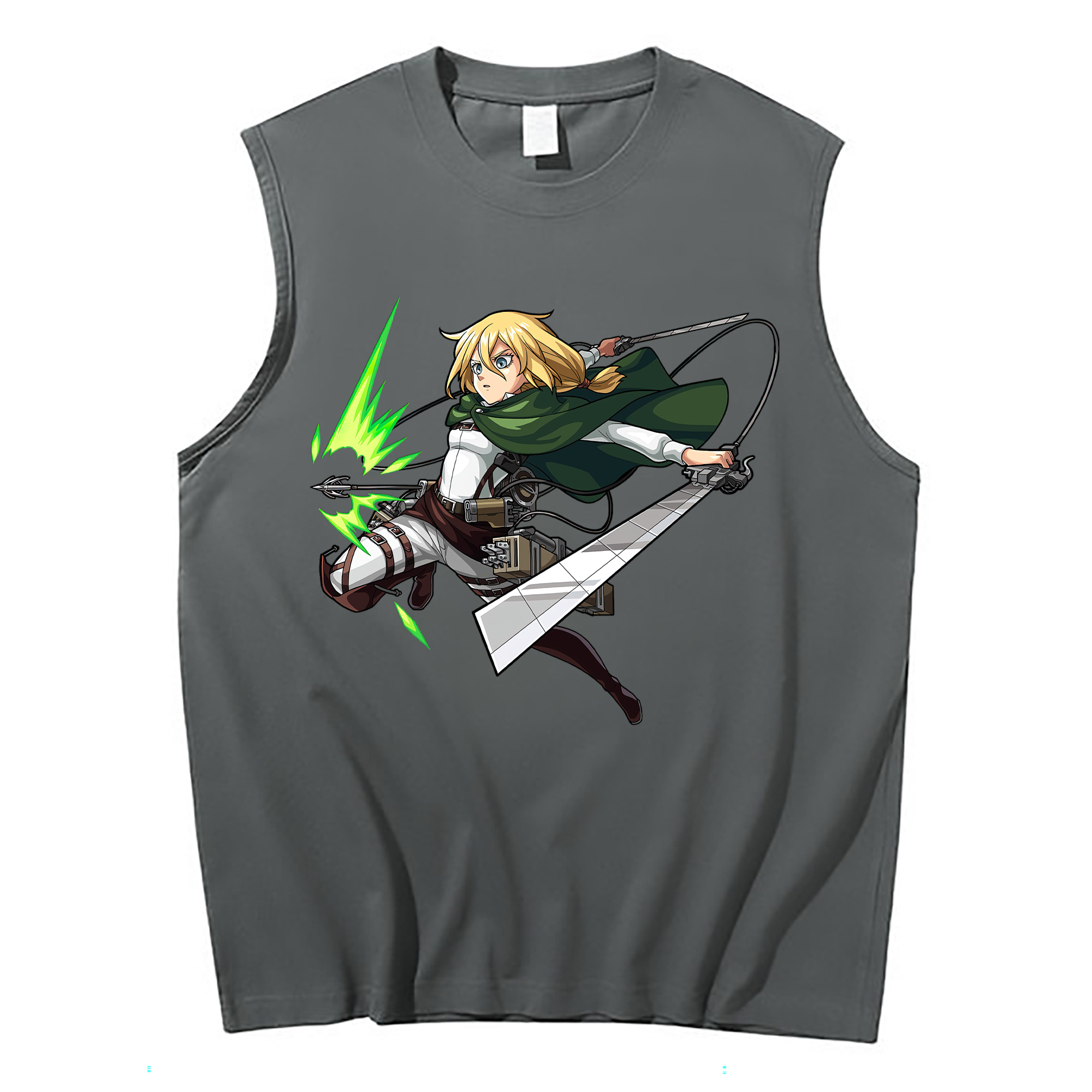 （画像用） 進撃の巨人 クリスタ·レンズ Attack on Titan Christa Lenz コットン100％タンクトップ（フロントプリント）